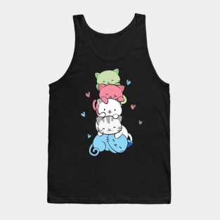 Transgender Pride Cat LGBT Trans Flag Cute Kawaii Cat Pile Trans Clothing For Women Tank Top